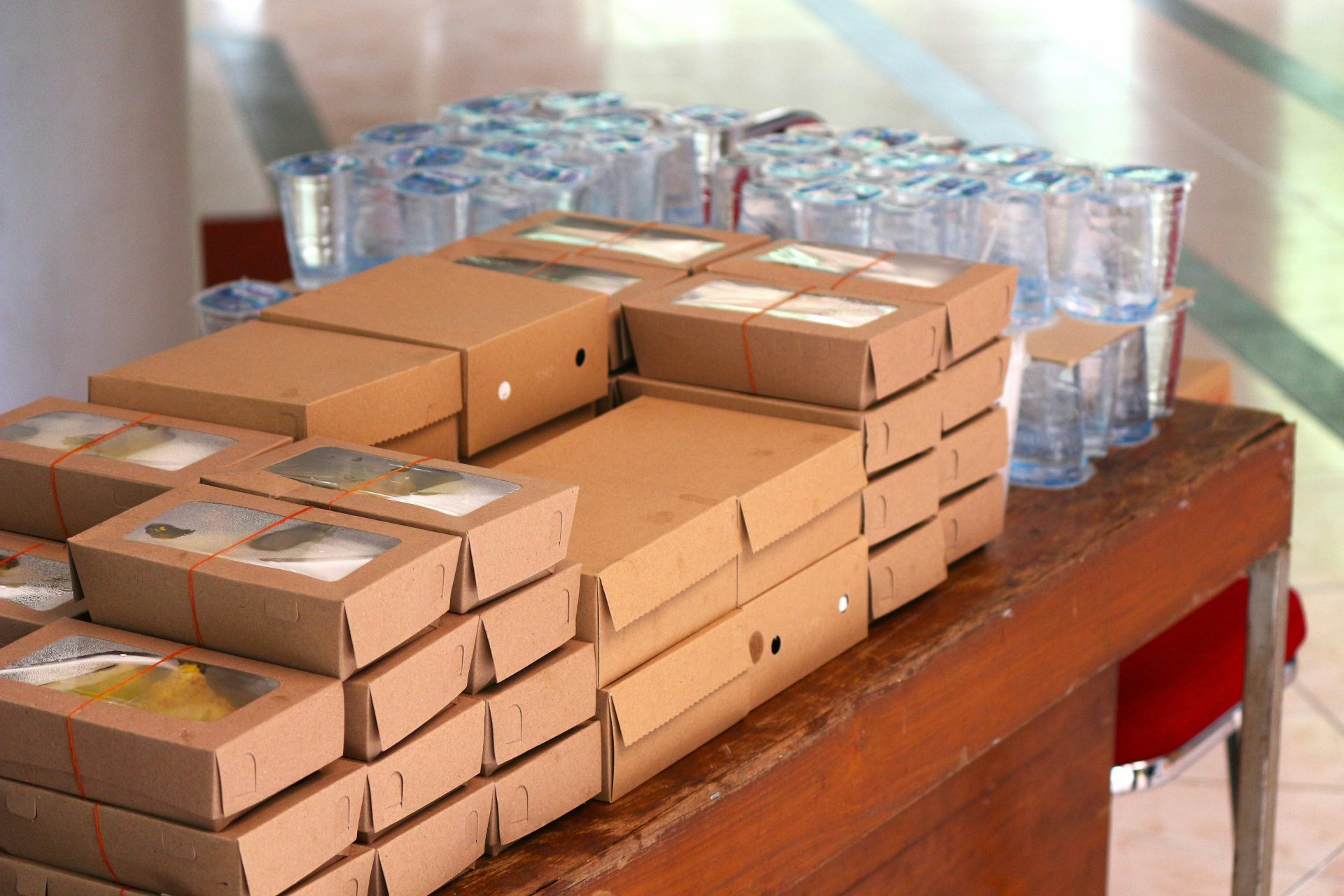 A bunch of boxes that are sitting on a table